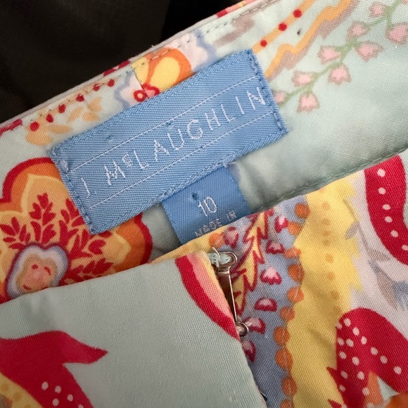 J.MCLAUGHLIN Mid Rise Patterned Teal Slim Cotton Pants Sz 10 - Picture 6 of 6